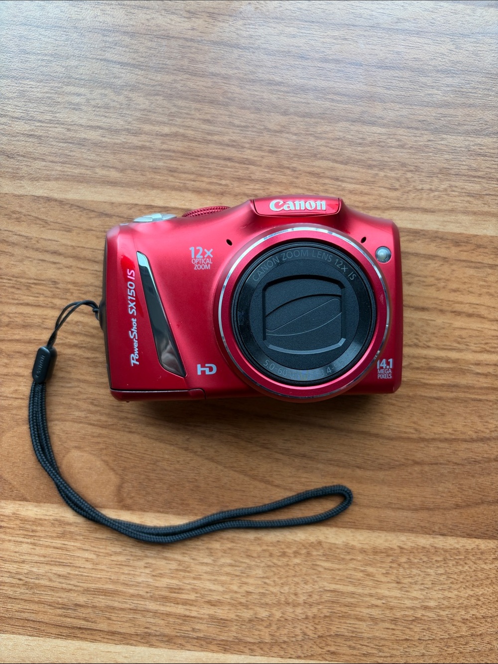 Canon PowerShot SX150 IS Red Compact Digital Camera with Wrist Strap